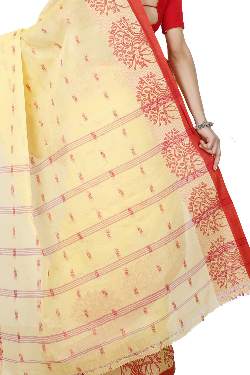 Light Yellow Pure Cotton Somaya Tant Saree (1043)